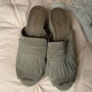 Chocolate Blu Slip On Welsy Western Fringe Wedge Platform Sandals